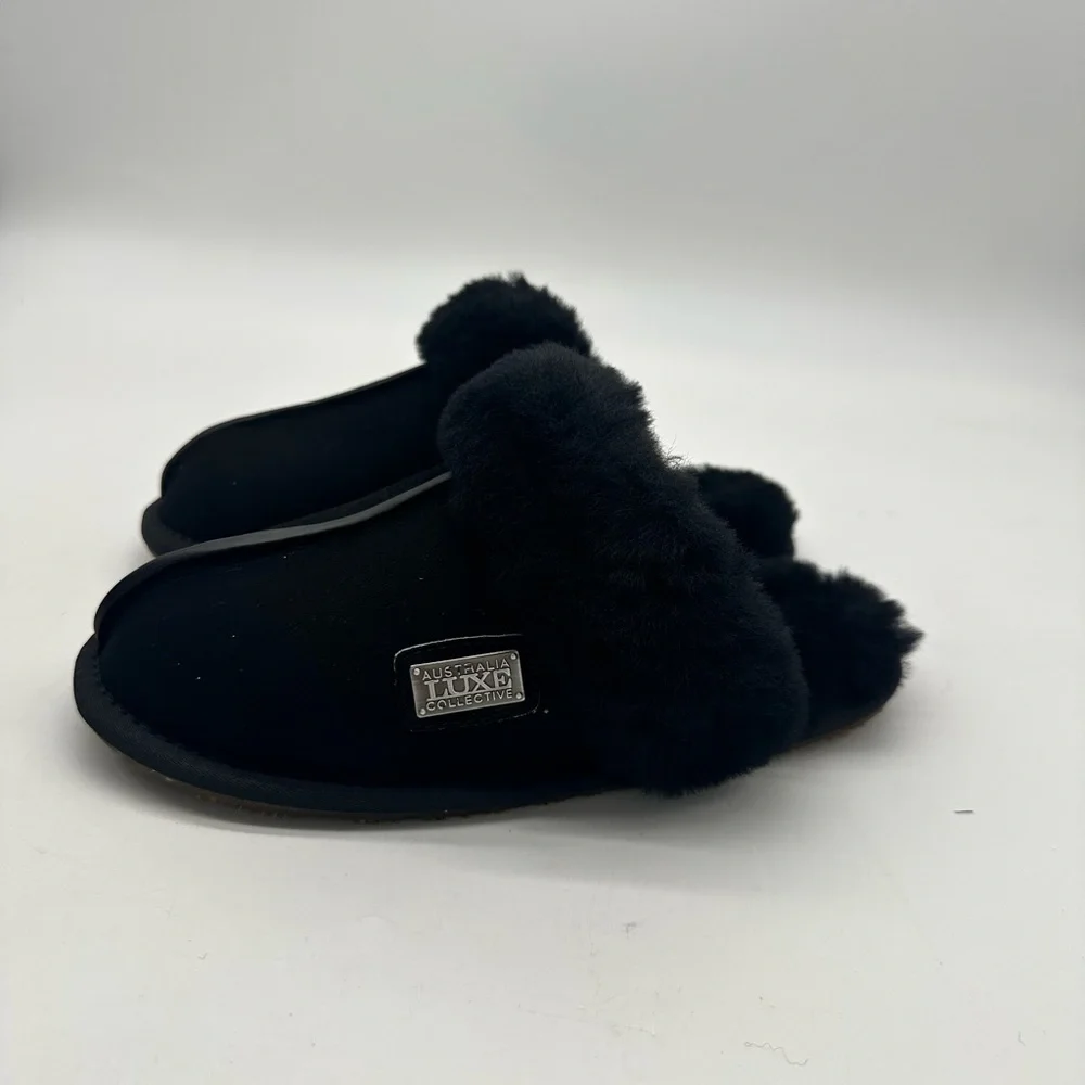 Australia Luxe Collective Black Suede & Shearling Slippers - NWT - XS size 5 - Picture 12 of 12